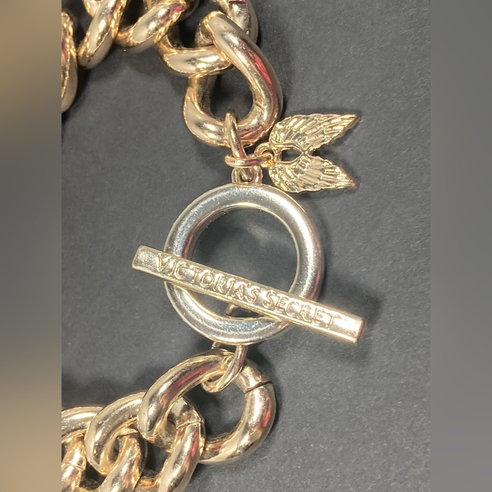 Victoria's Secret Angel Golden Crystal Link Chain Bracelet 7.5” - Picture 2 of 7
